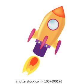 Creative Vector Illustration. Spaceship, Spacecraft Cartoon style for space Computer and Smartphone Game or Book or Application. Ufo, Shuttle for Space Flight. 