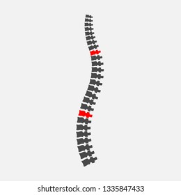Creative vector illustration of spine x-ray, pain neck, disk degradation, injury treatment on background. Art design medical banner template. Abstract concept healthcare infographic graphic element