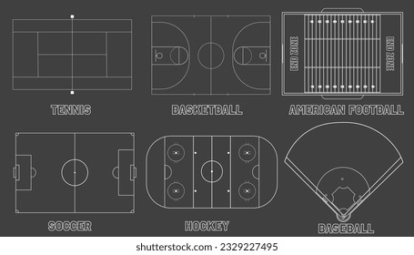 Creative vector illustration of sport game fields marking isolated on background