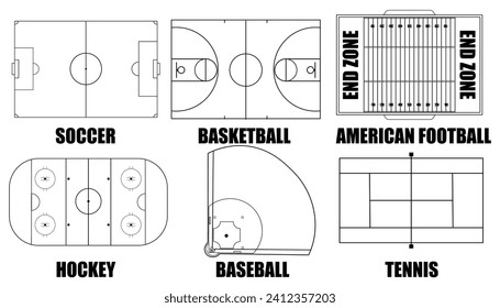 Creative vector illustration of sport game fields marking isolated on white background. Vector