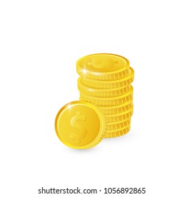 Creative Vector illustration. Stack of coins with coin in front of it. Investment business finance illustration for web, application, game, blog post.  