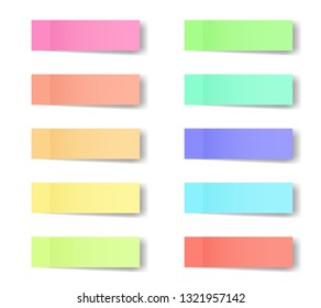 Creative vector illustration of sticky notes, reminders, bookmarks with shadows isolated on transparent background. Art design paper memo of different color template. Abstract concept graphic element