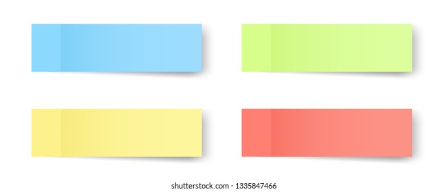 Creative vector illustration of sticky notes, reminders, bookmarks with shadows isolated on transparent background. Art design paper memo of different color template. Abstract concept graphic element