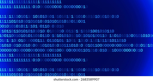 Ilustração vetorial criativa do fluxo de código binário. Projeto de arte de fundo de matriz de computador. Dígitos na tela. conceito abstrato dados gráficos, tecnologia, descriptografia, algoritmo, elemento de criptografia