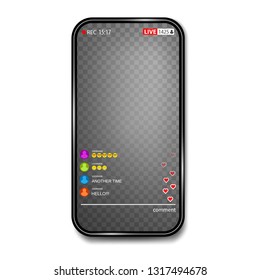Creative vector illustration of streaming live video on smartphone isolated on transparent background. Art design social media webcast template. Abstract concept graphic element