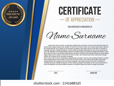 Creative vector illustration of stylish certificate template of appreciation award isolated on background. Art design modern winner blank mockup. Abstract concept graphic luxury diploma element