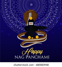 Creative vector illustration of Subh Nag Panchami - mahashivaratri Poster, Hand Drawn Sketch Vector illustration.