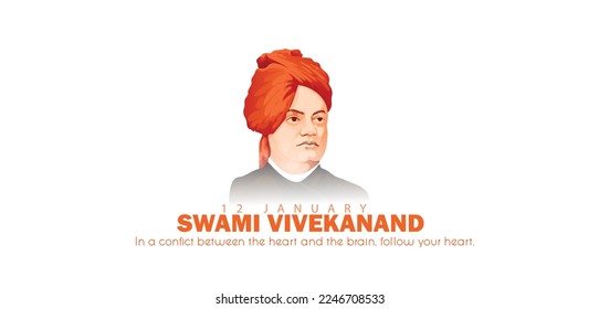 ilustración vectorial creativa de SWAMI VIVEKANAND jayanti 