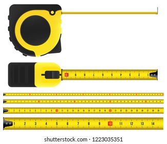 Creative vector illustration of tape measure, measuring tool, ruler, meter isolated on transparent background. Art design roulette template. Abstract concept graphic element