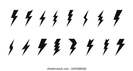 Creative vector illustration of thunder and bolt lighting flash icon set isolated on transparent background. art design electric thunderbolt. abstract concept graphic dangerous symbol icon element