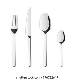 Creative vector illustration top view cutlery set of silver fork, spoon, knife isolated on transparent background. Art design kitchen silverware table setting. Concept graphic printables element.