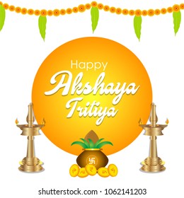 Creative vector illustration for traditional indian festival Akshaya Tritiya (Spring Festival). Can be used for banner, backgrounds, posters, greetings, print, text badge and festive elements. 