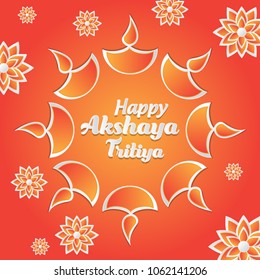 Creative vector illustration for traditional indian festival Akshaya Tritiya (Spring Festival). Can be used for banner, backgrounds, posters, greetings, print, text badge and festive elements. 