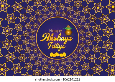 Creative vector illustration for traditional indian festival Akshaya Tritiya (Spring Festival). Can be used for banner, backgrounds, posters, greetings, print, text badge and festive elements. 