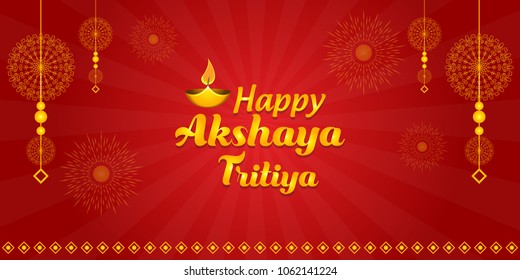 Creative vector illustration for traditional indian festival Akshaya Tritiya (Spring Festival). Can be used for banner, backgrounds, posters, greetings, print, text badge and festive elements. 