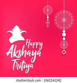 Creative vector illustration for traditional indian festival Akshaya Tritiya (Spring Festival). Can be used for banner, backgrounds, posters, greetings, print, text badge and festive elements. 