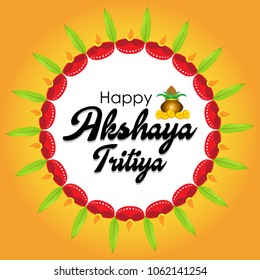 Creative vector illustration for traditional indian festival Akshaya Tritiya (Spring Festival). Can be used for banner, backgrounds, posters, greetings, print, text badge and festive elements. 