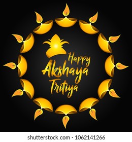 Creative vector illustration for traditional indian festival Akshaya Tritiya (Spring Festival). Can be used for banner, backgrounds, posters, greetings, print, text badge and festive elements. 