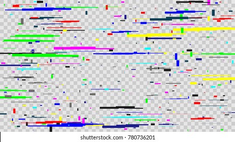Creative vector illustration of tv screen glitch noise texture isolated on transparent background. Art design. Digital no signal static error. Television decay noise. Abstract concept graphic element.