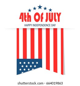 Creative Vector illustration of United States of America flag with fireworks for 4th of July, Independence Day. 