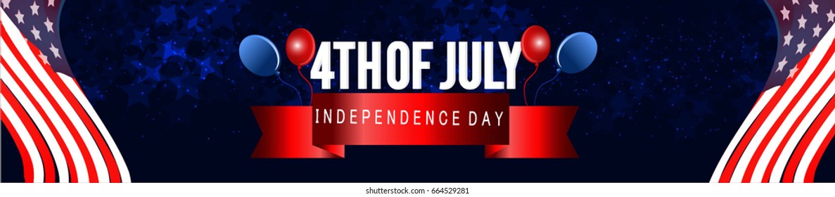 Creative Vector illustration of United States of America flag with fireworks for 4th of July, Independence Day. 