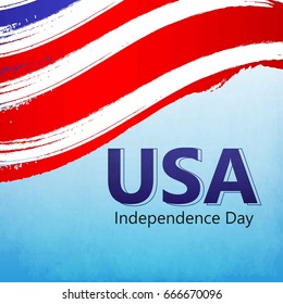 Creative Vector illustration of United States of America flag with fireworks for 4th of July, Independence Day. 