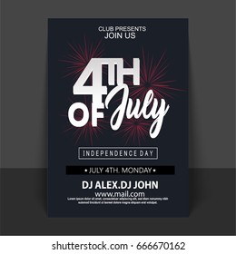 Imagem Creative Vetor da bandeira dos Estados Unidos da América com fogos de artifício para 4 de julho, Dia da Independência. 