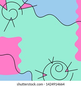 Creative vector illustration of universe, bright background in Memphis style, vector. Design trendy 80s-90s