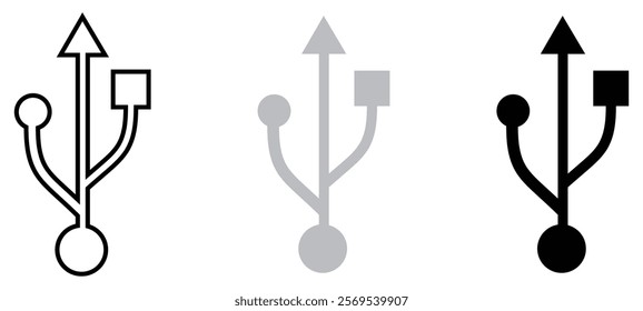 Creative vector illustration of USB computer universal connectors icon symbol isolated on transparent background. Mini, micro, lightning, type plugs design. Abstract concept graphic element