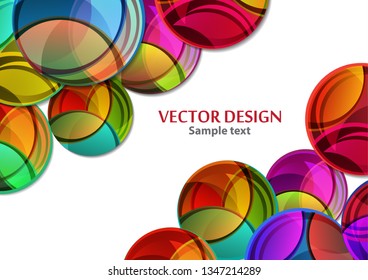 Creative vector illustration of a variety of bright multicolor circles with shadow. The overlay of colors forms the artistic design. Graphic element for advertising or print