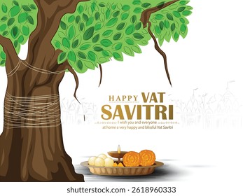 creative vector illustration of Vat Savitri Indian festival.
