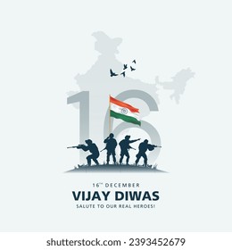 Ilustración vectorial creativa de Vijay Diwas (VICTORY DAY), 16 de diciembre de 1971.