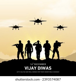 Ilustración vectorial creativa de Vijay Diwas (VICTORY DAY), 16 de diciembre de 1971.