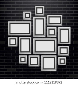 Ilustración vectorial creativa de la plantilla de marcos de imagen de pared aislada en segundo plano. Foto en blanco de diseño de arte. Elemento gráfico conceptual abstracto. Imagen vacía