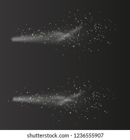 Creative vector illustration of water spray mist isolated on transparent background. Art design 3d cloud of atomizer. Trigger sprayer effect with stream nozzles. Abstract concept graphic element
