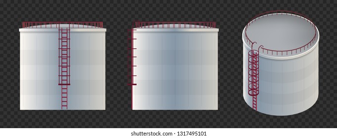 Creative vector illustration of water tank, crude oil storage reservoir isolated on transparent background. Art design gasoline, benzine, fuel cylinder template. Abstract concept graphic element
