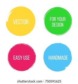 Creative vector illustration of watercolor hand drawn element. Circle brush stroke background. Paint art design. Abstract concept color grunge graphic. Label sticker. Stamp for your handwritten words.