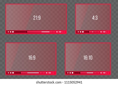 Creative vector illustration of web players for video, audio isolated on transparent background. Art design. Different proportions and size. Abstract concept graphic element for web and mobile apps