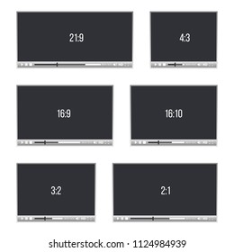 Creative vector illustration of web players for video, audio isolated on transparent background. Art design. Different proportions and size. Abstract concept graphic element for web and mobile apps