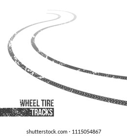 Creative vector illustration of wheel tire tracks. Winding trace art design. Abstract concept graphic ink element. Silhouette pattern