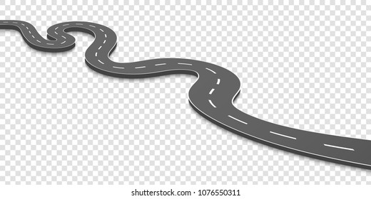 Creative Vector Illustration Of Winding Curved Road. Art Design. Highway With Markings. Direction, Transportation Set. Abstract Concept Graphic Element. Way Location Infographic Template. Pin Pointer