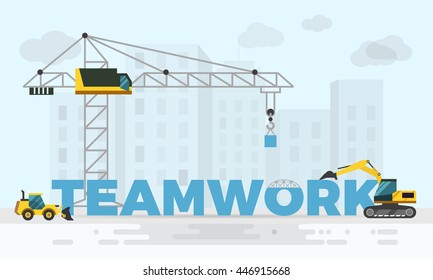 Creative vector illustration word concepts for teamwork.Business concept web banner.