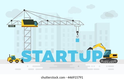 Creative vector illustration word concepts for startup.Business concept web banner.