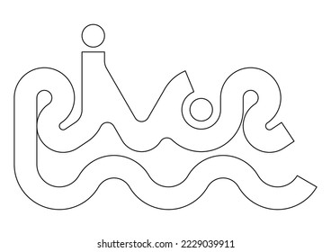 Ilustración vectorial creativa de la palabra River, idea del logo