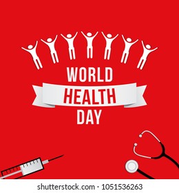 Creative vector illustration for World Health Day campaigns. Can be used for posters, web banners, backgrounds, signs, symbols, badge, icon, and promotions. 