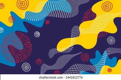 Creative vector illustration yellow color splash background. Art design trendy memphis style. Liquid shape background. Abstract concept graphic playground banner element