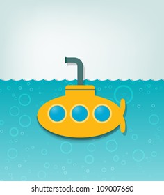 creative vector illustration with a yellow submarine