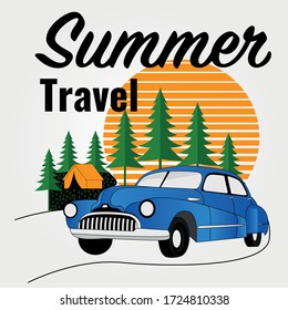 Creative vector illustration for your summer travelling t-shirt design with summer camp or summer design