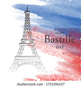 Creative vector Illustration,Card,Banner Or Poster For The French National Day.Happy Bastille Day