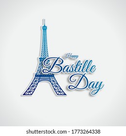 Creative vector Illustration,Card,Banner Or Poster For The French National Day.Happy Bastille Day